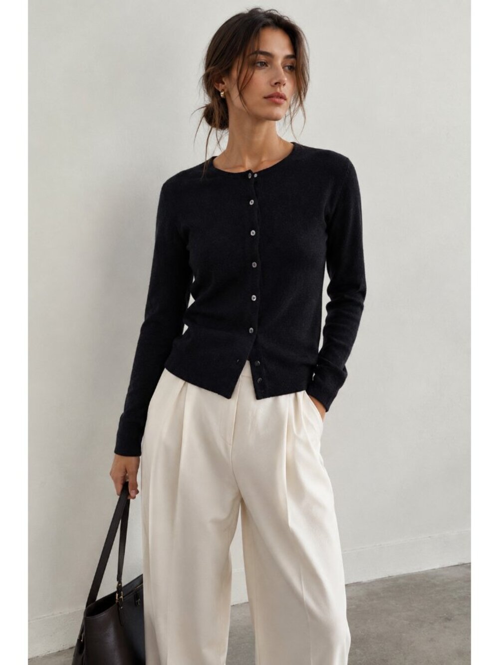 Lord & Taylor 100% Cashmere Black Cardigan Sweater XL Quiet Luxury